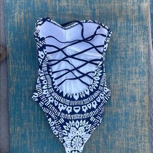 Trina Turk Navy and White  One Piece Swimsuit